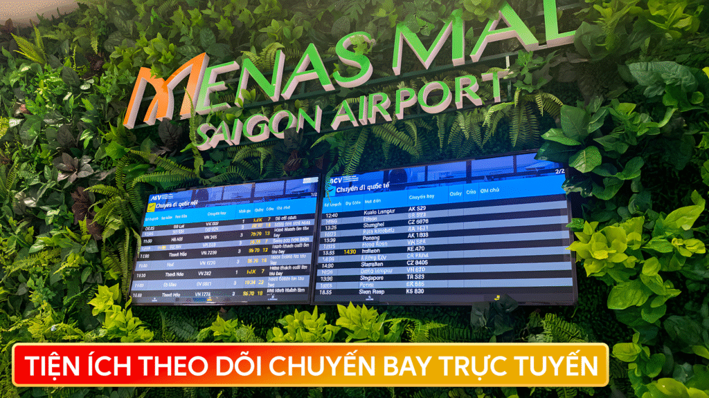 tiện ích theo dõi chuyến bay trực tuyến tại Menas Mall